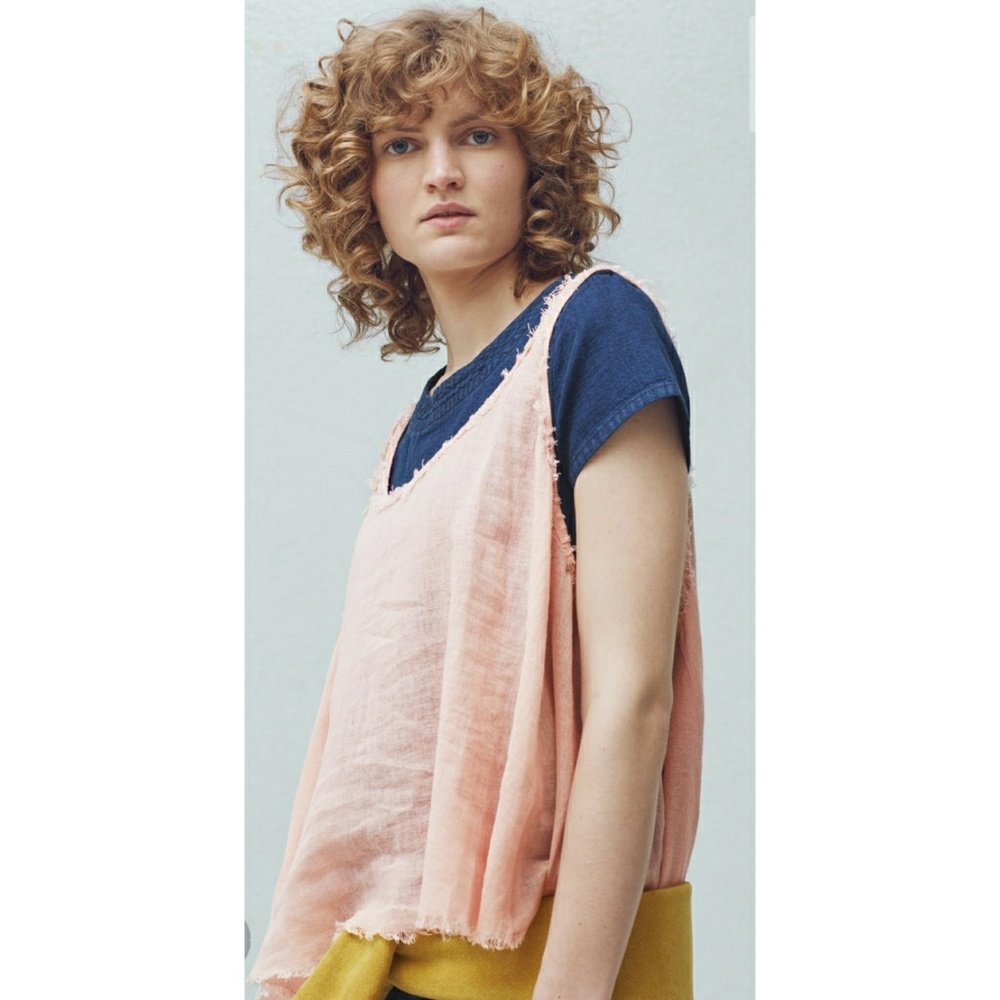 New! Mango Destructed Hem Oversized Tank Top Pink